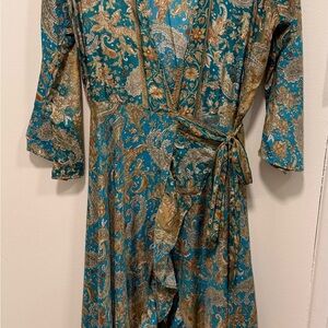 Elegant Paisley Wrap Maxi Dress